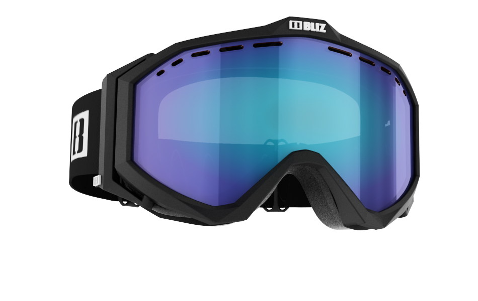 Black downhill mountain bike protective glasses with blue lens