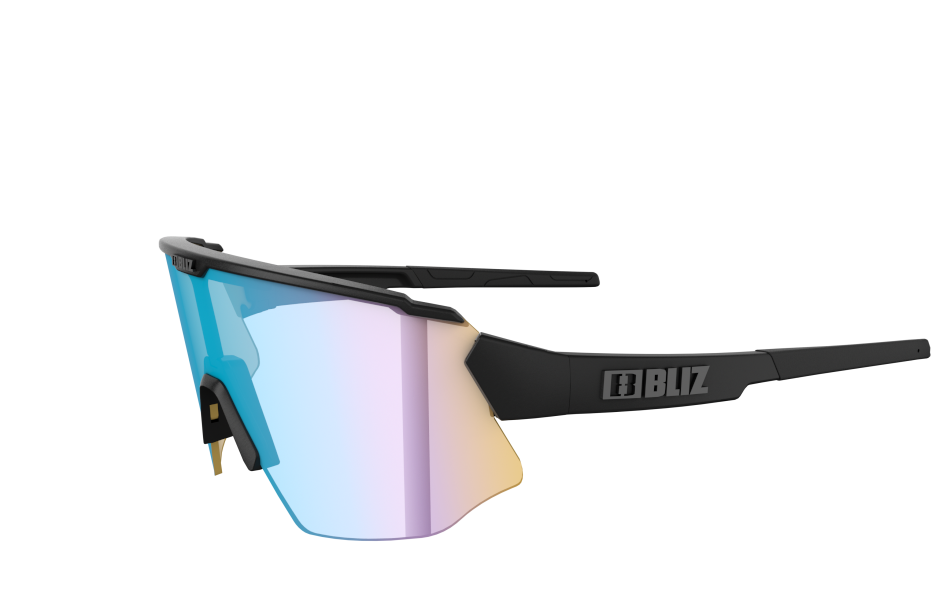 Side view of Breeze Nano Nordic Light sunglasses for bike riding with black frame