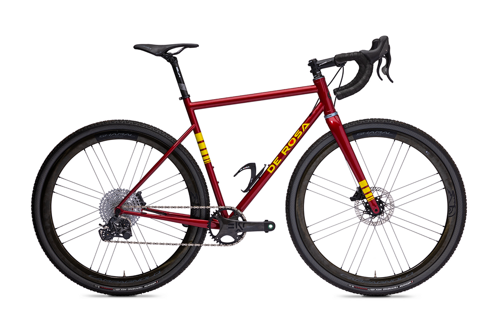 Gravel Corum Disk Bike in red and yellow