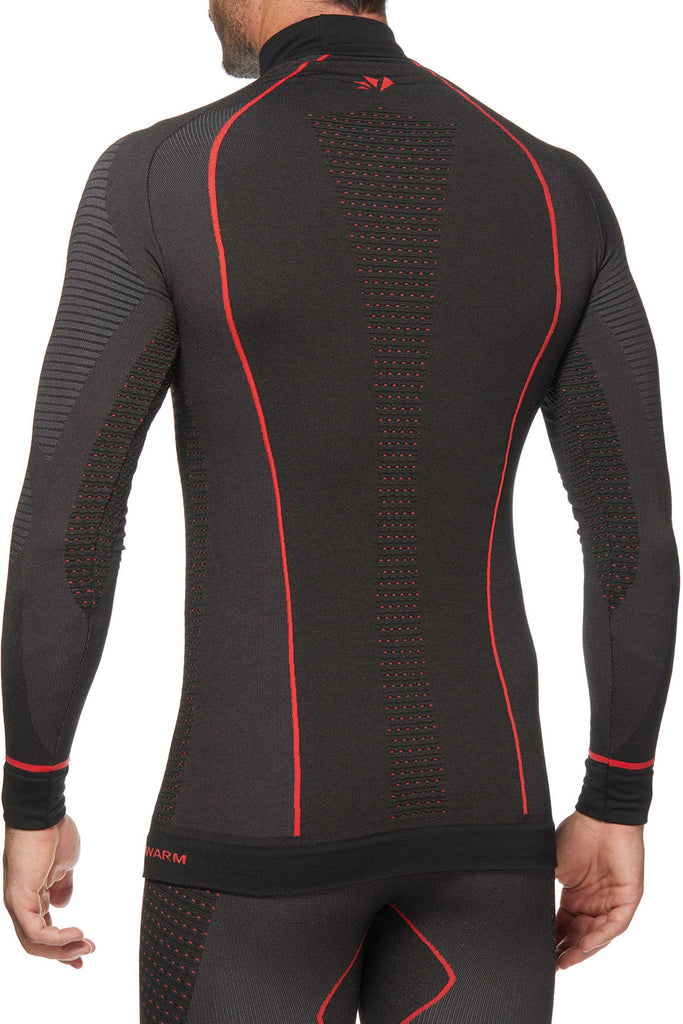 Back view of man wearing thermal base layer for cycling