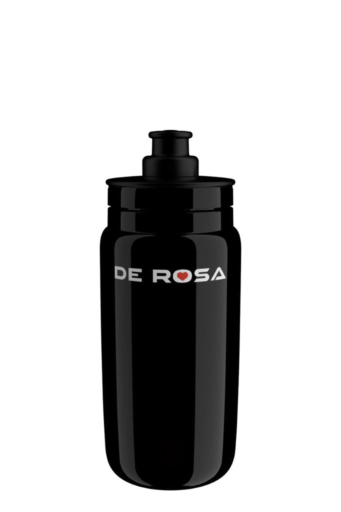 Elite black water bidon with white De Rosa logo